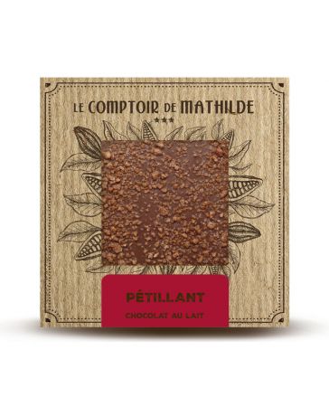 TABLETTE DE CHOCOLAT AU LAIT - SUCRE PETILLANT - 80G - LE COMPTOIR DE MATHILDE