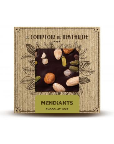TABLETTE DE CHOCOLAT NOIR - MENDIANTS - 80G - LE COMPTOIR DE MATHILDE