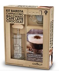 Kit Barista - MOUSSEUR + 2 TASSES + 1 LIVRE RECETTES + 5 POCHOIRS - COOKUT
