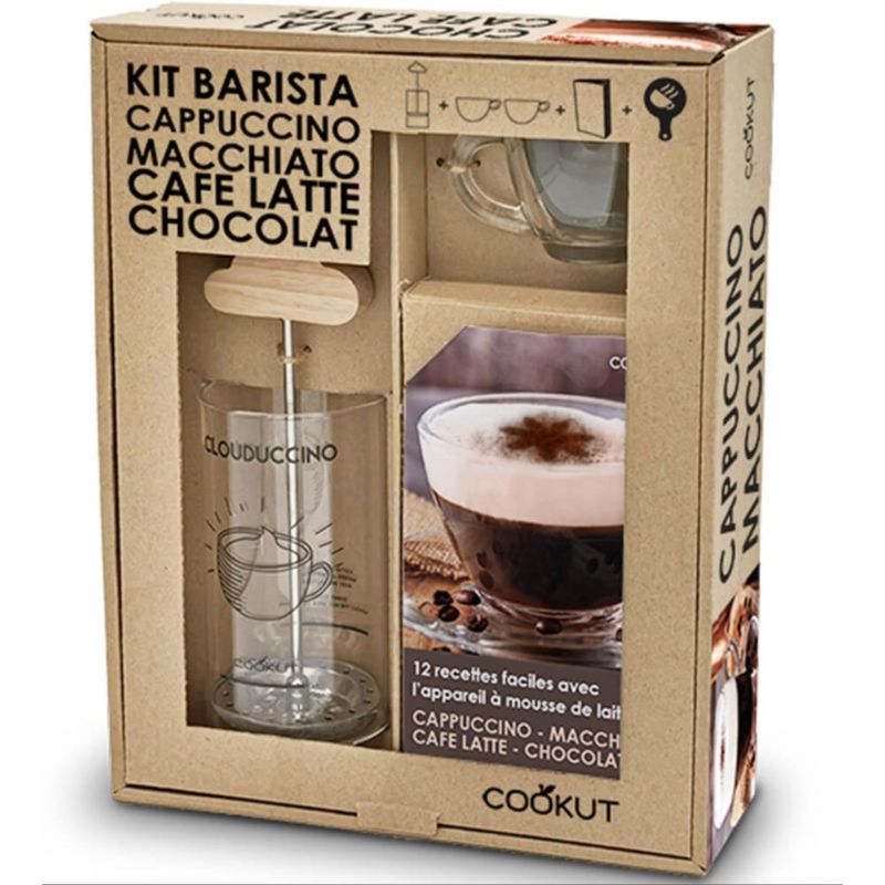 Blackmoor Lot De 4 Accessoires Barista Pour Latte Art : Pichet à Lait 600ml Inox, Mousseur Manuel, Cuillère 15ml Avec Clip Et 4 Pochoirs
