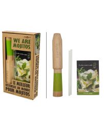 Kit WE ARE MOJITO - 1 Pillon 4en1 + 2 pailles en verre + 1 livre de recette - COOKUT