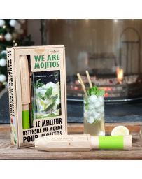 Kit WE ARE MOJITO - 1 Pillon 4en1 + 2 pailles en verre + 1 livre de recette - COOKUT