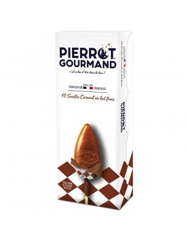 Coffret de 10 Sucettes au Caramel au Lait frais - PIERROT GOURMAND