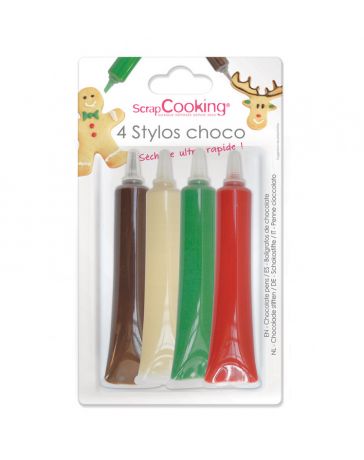 4 Stylos Choco (blanc, vert, rouge) - SCRAPCOOKING