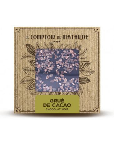 TABLETTE CHOCOLAT NOIR - GRUE DE CACAO CARAMELISE - 80G - LE COMPTOIR DE MATHILDE