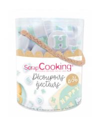 seau 36 Découpoirs-Ejecteurs - Lettres & Chiffres - SCRAPCOOKING