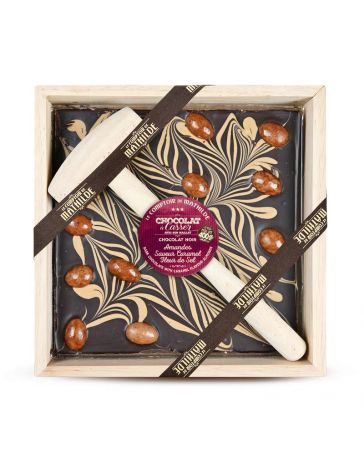 Chocolat à casser - Chocolat noir marbré blond et Amandes au Caramel Fleur de sel - LE COMPTOIR DE MATHILDE