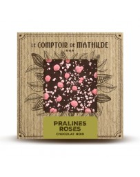 TABLETTE CHOCOLAT NOIR - PRALINES ROSES DE LYON - LE COMPTOIR DE MATHILDE