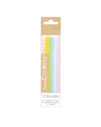 12 Bougies longues torsadées pastel - SCRAPCOOKING