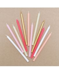 12 Bougies longues rose et or - SCRAPCOOKING