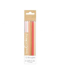 12 Bougies longues rose et or - SCRAPCOOKING