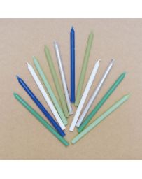 12 Bougies longues bleu et argent - SCRAPCOOKING