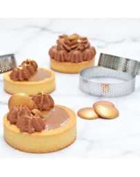 4 Cercles à tarte individuels perforés ronds 8cm - SCRAPCOOKING