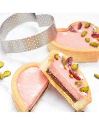 4 Cercle à tarte individuels perforés coeurs, 7,5 x 8,5 cm - SCRAPCOOKING