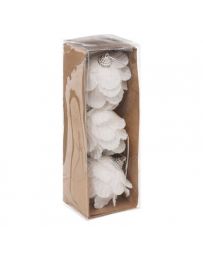 Suspension de Noël en plastique - Fleurs blanches x3 6cm