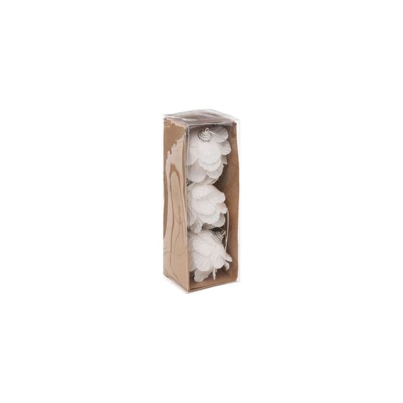 Suspension de Noël en plastique - Fleurs blanches x3 6cm Suspension de Noël en plastique - Fleurs blanches x3 6cm