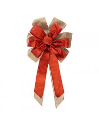 Décoration de Noël à suspendre - Noeud rouge jute 40x60cm