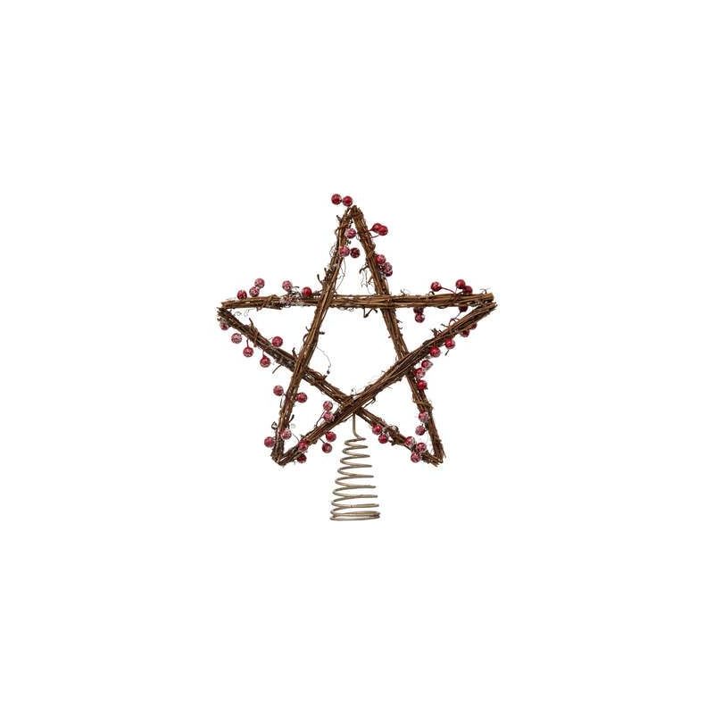 Cimier en bois - Baies rouges H30cm Cimier en bois - Baies rouges H30cm