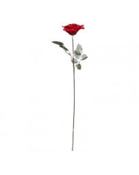 Branche Rose rouge pailletée 75cm