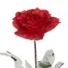 Branche Rose rouge pailletée 75cm