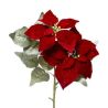 Branche Poinsettia 2 Têtes rouges 75cm