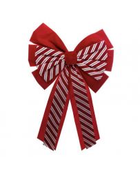 Grand Noeud rayé rouge et blanc 40x60cm