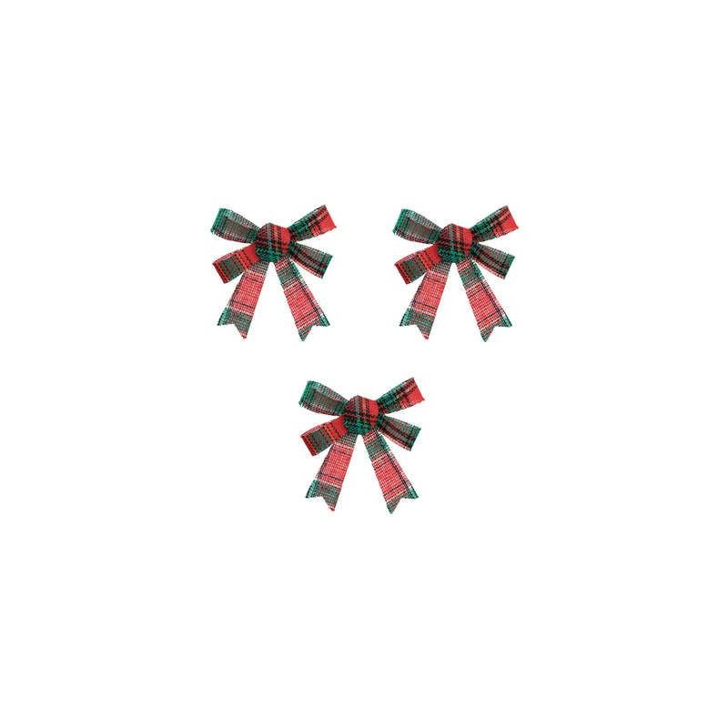 3 Nœuds écossais rouges et verts 10x12cm 3 Nœuds écossais rouges et verts 10x12cm