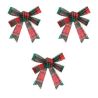 3 Nœuds écossais rouges et verts 10x12cm
