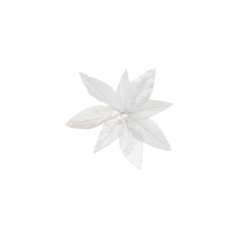 Suspension de Noël - Poinsettia feuilles blanches 27cm Suspension de Noël - Poinsettia feuilles blanches 27cm