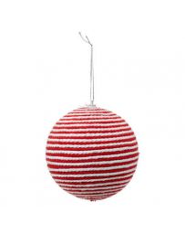 Boule de Noël en PLF - Corde blanche et rouge 100mm