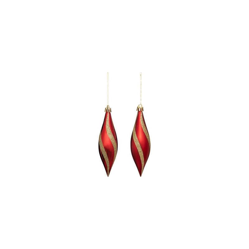 Suspension de Noël - 4 Gouttes Or et Rouge 14cm Suspension de Noël - 4 Gouttes Or et Rouge 14cm