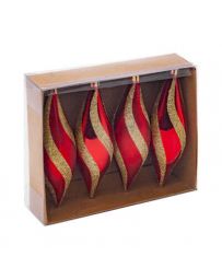 Suspension de Noël - 4 Gouttes Or et Rouge 14cm