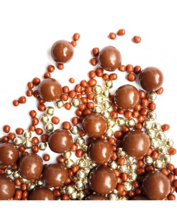 Perles de Céréales croustillantes enrobées de chocolat au lait & Billes de sucre dorées - Sachet de 50g - SCRAPCOOKING