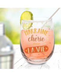 Verre rond - Marraine chérie pour la vie
