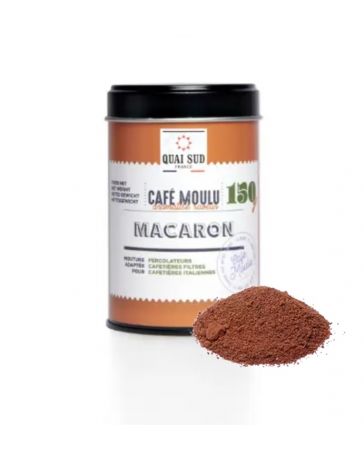 Café moulu aromatisé au Macaron - Boîte 150g - QUAI SUD