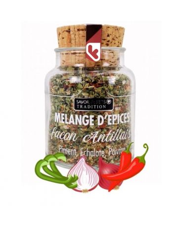 Mélange d'épices façon "Antillais" - Piment, Echalote, Poivron - Pot de 40g - SAVOR CREATIONS