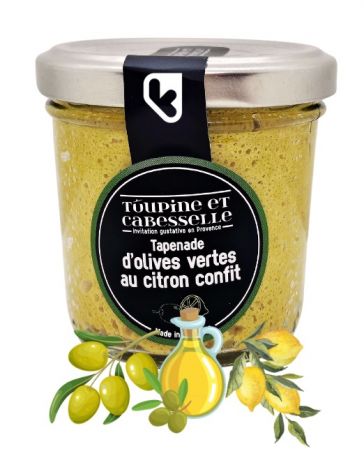 Tapenade d'Olives vertes au citron confit - 90g - TOUPINE ET CABESSELLE