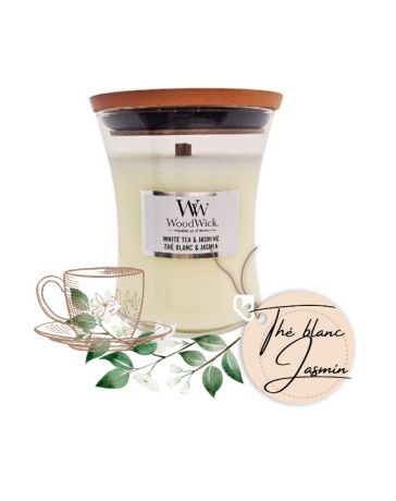 Thé blanc & Jasmin - Moyenne Jarre - Bougie WOODWICK