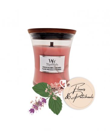 Fleurs pressées & Patchouli - Moyenne Jarre - Bougie WOODWICK