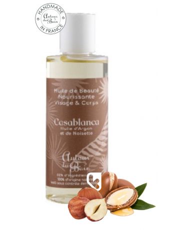 Huile de Beauté nourrissante Visage & Corps à l'huile d'Argan & de Noisette - Casablanca - 100ml - AUTOUR DU BAIN