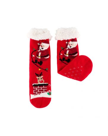 Chaussettes SHERPA Père Noël Cheminée - DERRIERE LA PORTE