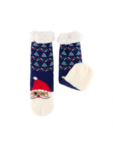 Chaussettes SHERPA Père Noël bleu - DERRIERE LA PORTE