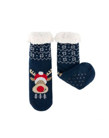 Chaussettes SHERPA Renne bleu - DERRIERE LA PORTE