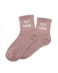 Chaussettes à paillettes "Fille chérie"