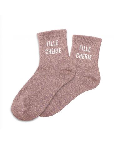 Chaussettes à paillettes "Fille chérie"