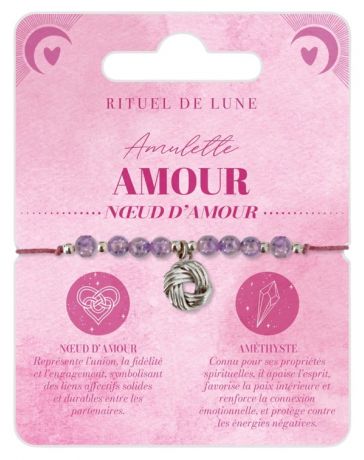 Bracelet Amulette Argent AMOUR - Nœud d'Amour - RITUEL DE LUNE