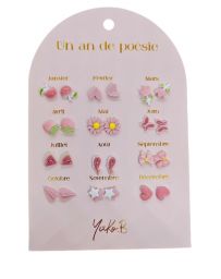 Boucles d'Oreilles - Un An de Poésie - Rose - YUKO. B