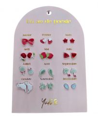Boucles d'Oreilles - Un An de Poésie - Rouge & Eau - YUKO. B