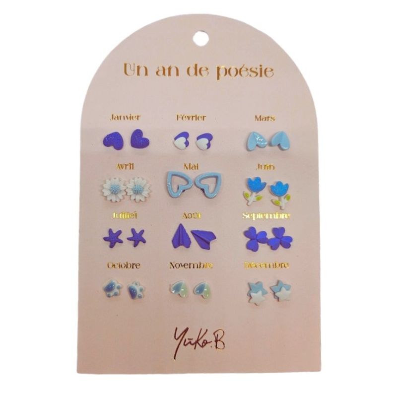 Boucles d'Oreilles - Un An de Poésie - Bleue - YUKO. B