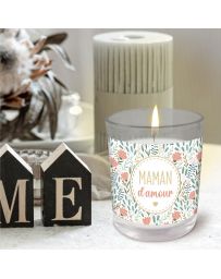 Bougie verre & couvercle en bois - Maman d'Amour